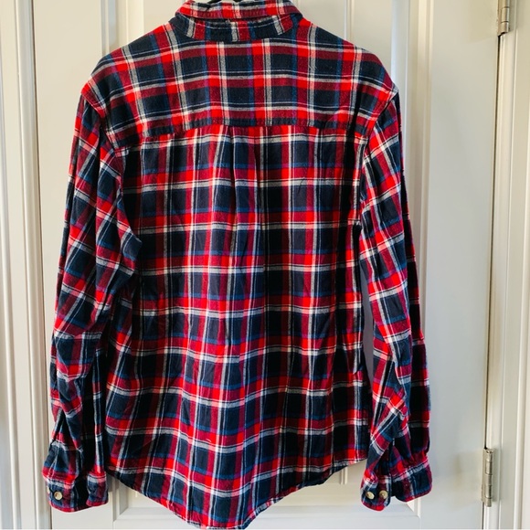 Woolrich Mens 100% Cotton Red Blue White Plaid Button Down Casual Shirt | Medium - Picture 5 of 5